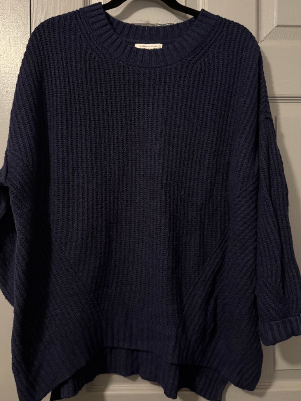 American Eagle Oversized Chunky Knit Sweater S: Large | Navy Blue Cozy Pullover